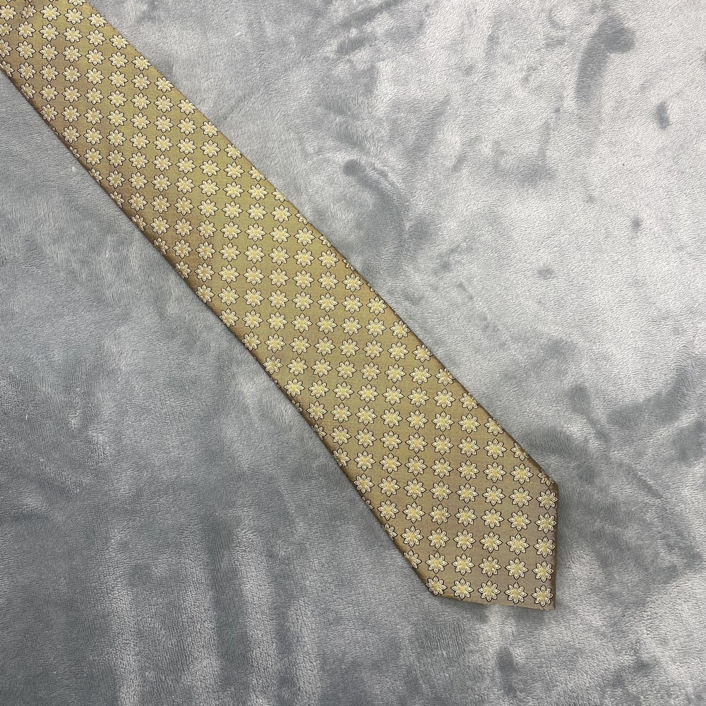 BLACK Saks Fifth Avenue Tie Mens One Size Gold Floral 100% Silk‎ Neckwear